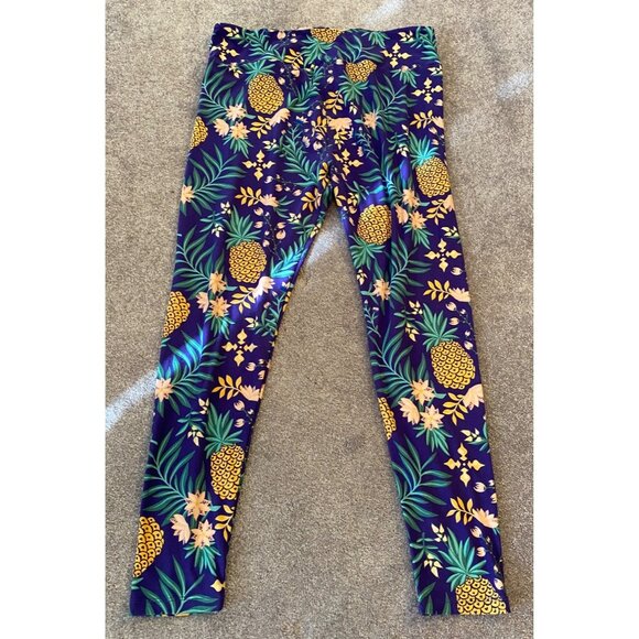 LuLaRoe Pineapple Tropical Print Leggings TC2 - Picture 1 of 8